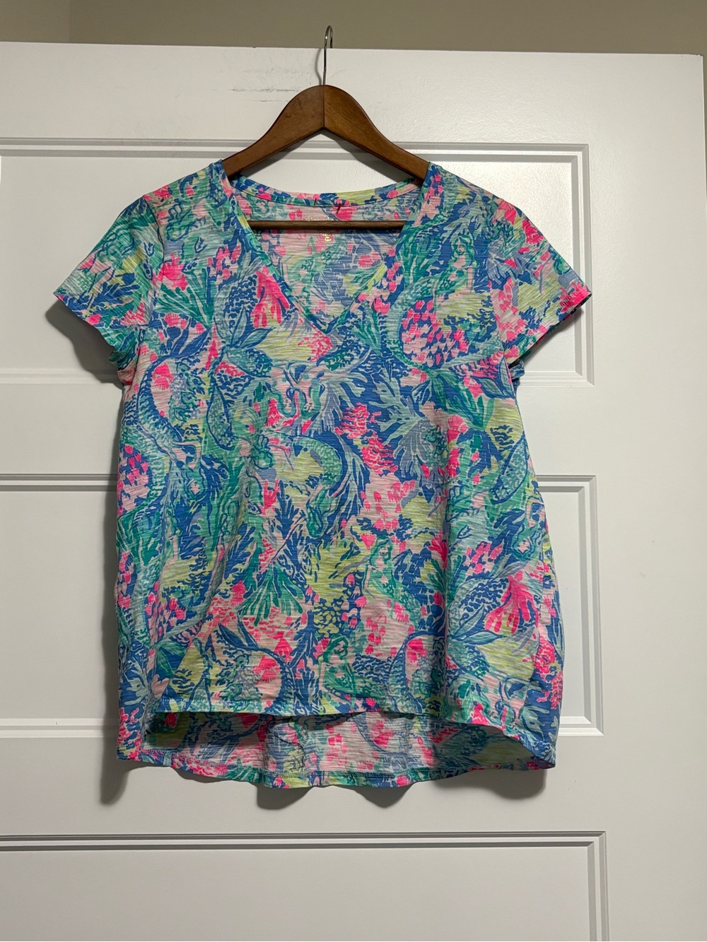 Lilly Pulitzer Multicolor Floral Short Etta Sleeve Tee - Sz Medium